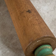 Teal-Handled Hardwood Rolling Pin