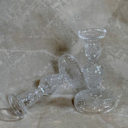 Base of Waterford Crystal Alana candlestick showing acid-etched mark and cut detail