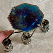 Scale reference of silver plate three-light candelabra — Mid-Century American, 1940s–1960s