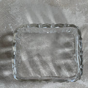 Victorian Pressed Glass Covered Box | Silver Plate Fish Finial Lid | Engraved Cartouche Mount | Octagonal Ribbed Body | circa 1880–1910 | Antique Tableware | Collector Glass