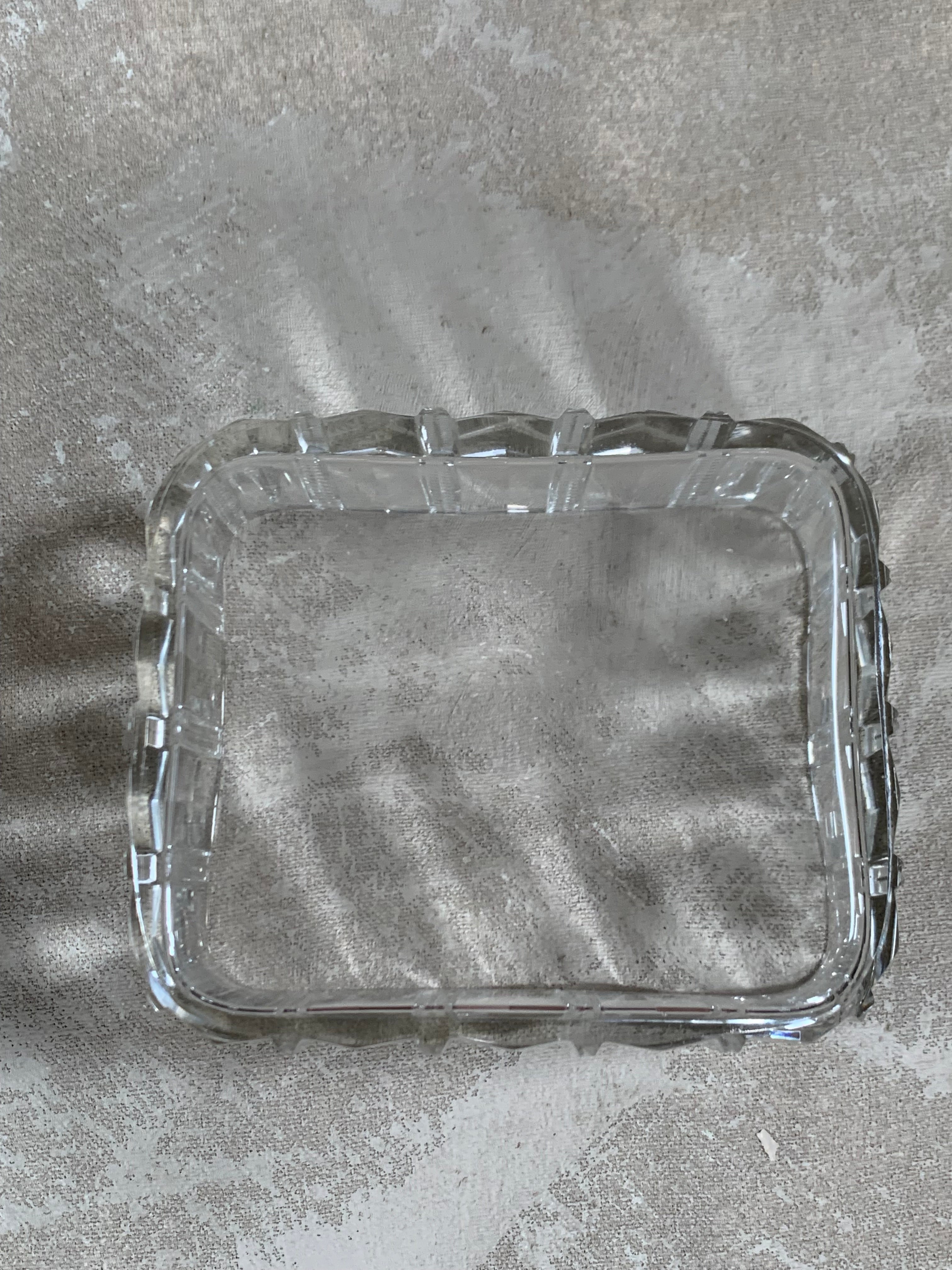 Victorian Pressed Glass Covered Box | Silver Plate Fish Finial Lid | Engraved Cartouche Mount | Octagonal Ribbed Body | circa 1880–1910 | Antique Tableware | Collector Glass