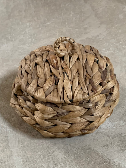 Water Hyacinth Coiled Lidded Basket, Southeast Asian Craft