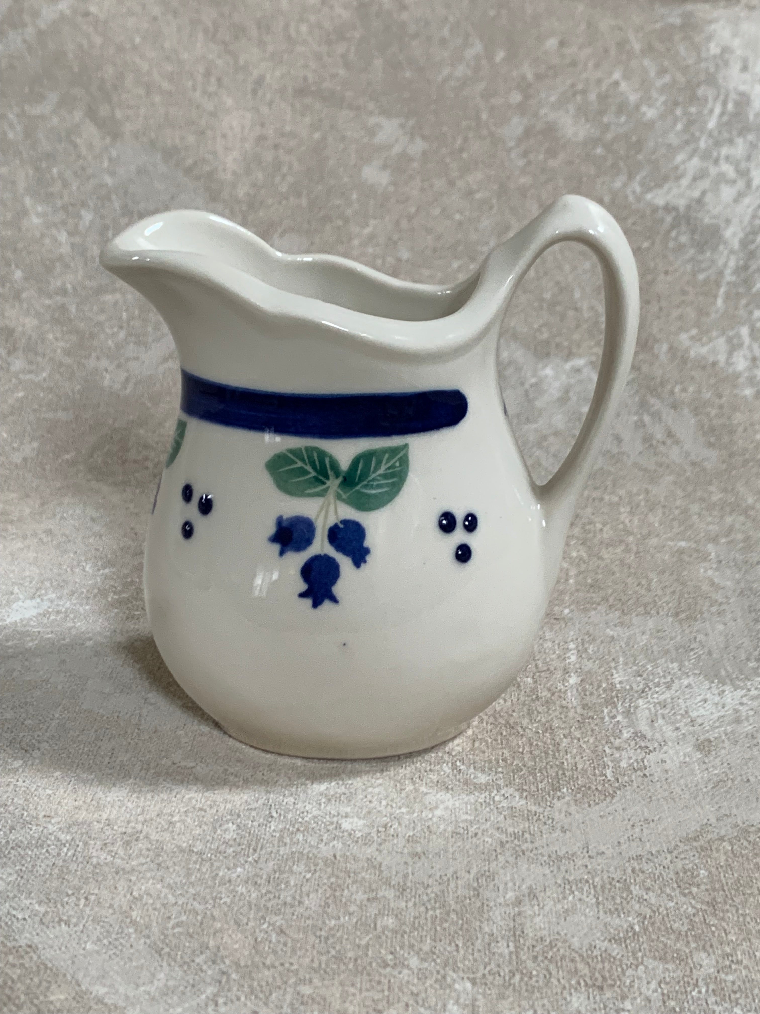 Arabia Finland Pomona Blueberry Creamer | Raija Uosikkinen | Cobalt Band | Scalloped Rim | Finnish Porcelain | Mid-Century Scandinavian | Made in Finland