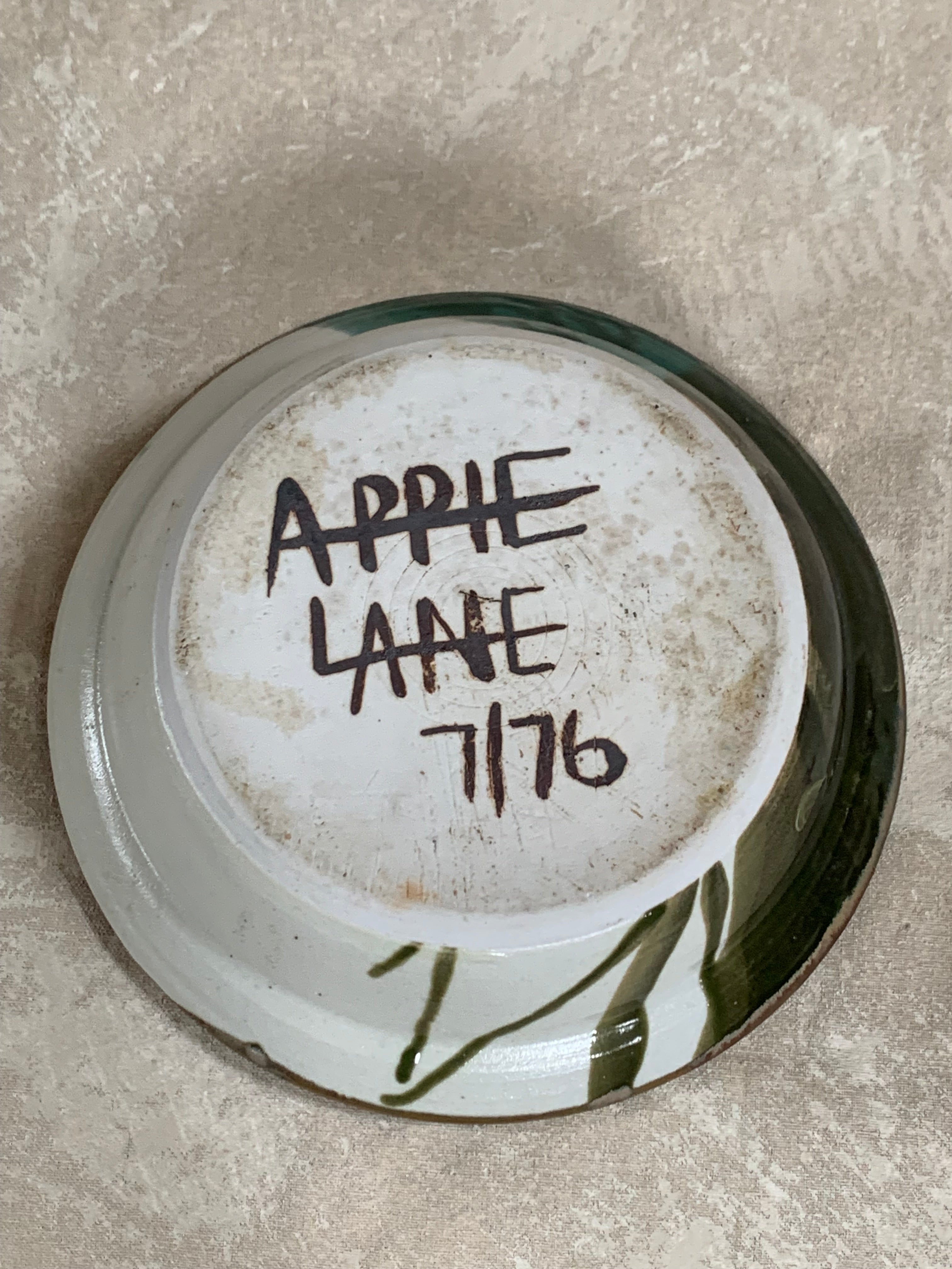 Apple Lane Pottery Bill Nagengast Serving Bowl | Wax Resist Botanical | Forest Green & Walnut | Original Bloomfield Hills Studio | July 1976 | Michigan Studio Porcelain