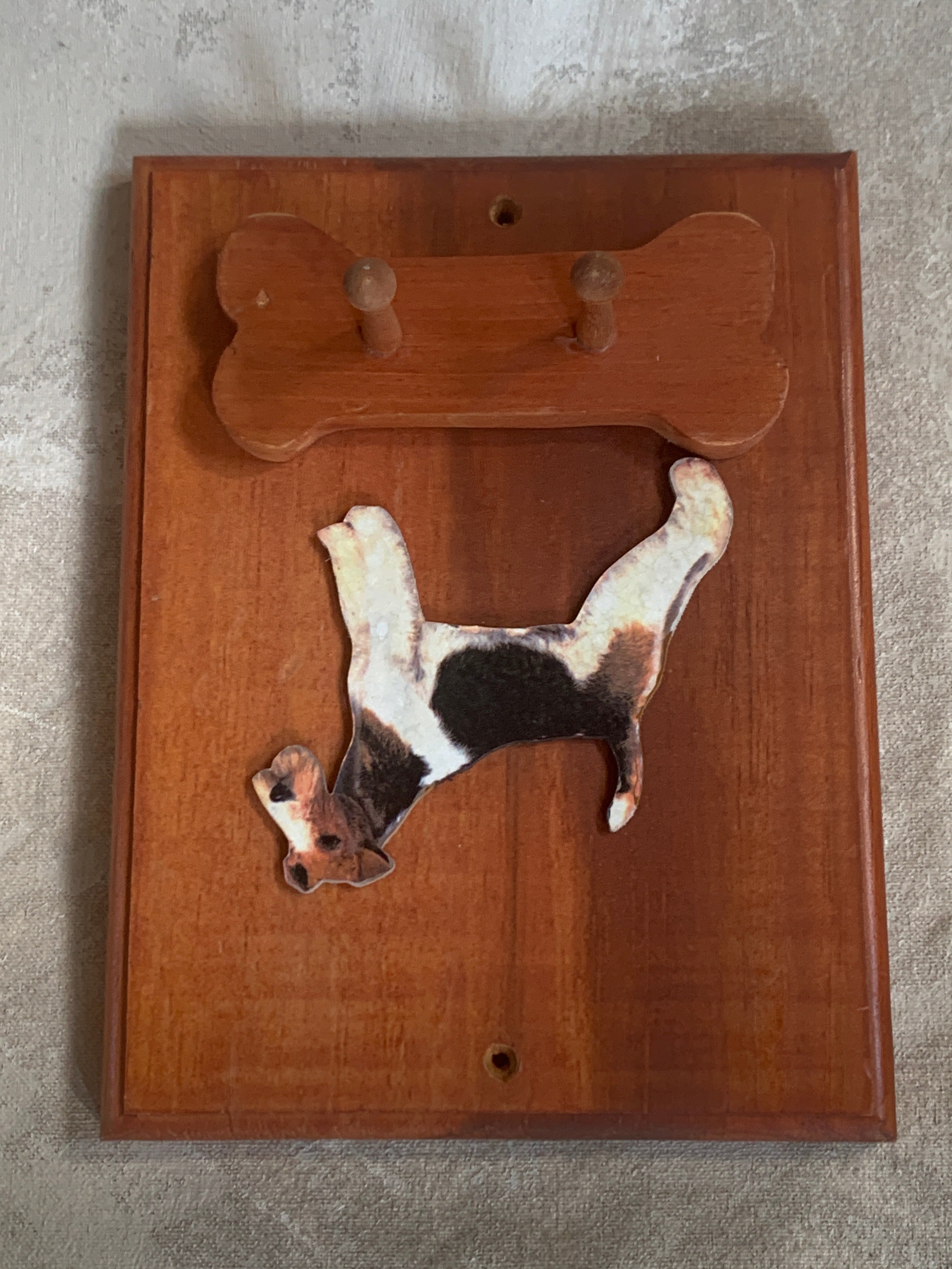 Rough-Coat Terrier Wall Hook Plaque | Bone-Shaped Double Peg Rail | Stoney Hill Sensations | Mudroom Decor
