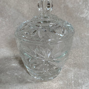 Cut Glass Lidded Candy Jar, Starburst Pattern, Mid-Century