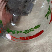 Mid-Century Clear Glass Tomato Carafe | Silk-Screened Decoration | c. 1950s–1960s