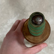 Teal-Handled Hardwood Rolling Pin