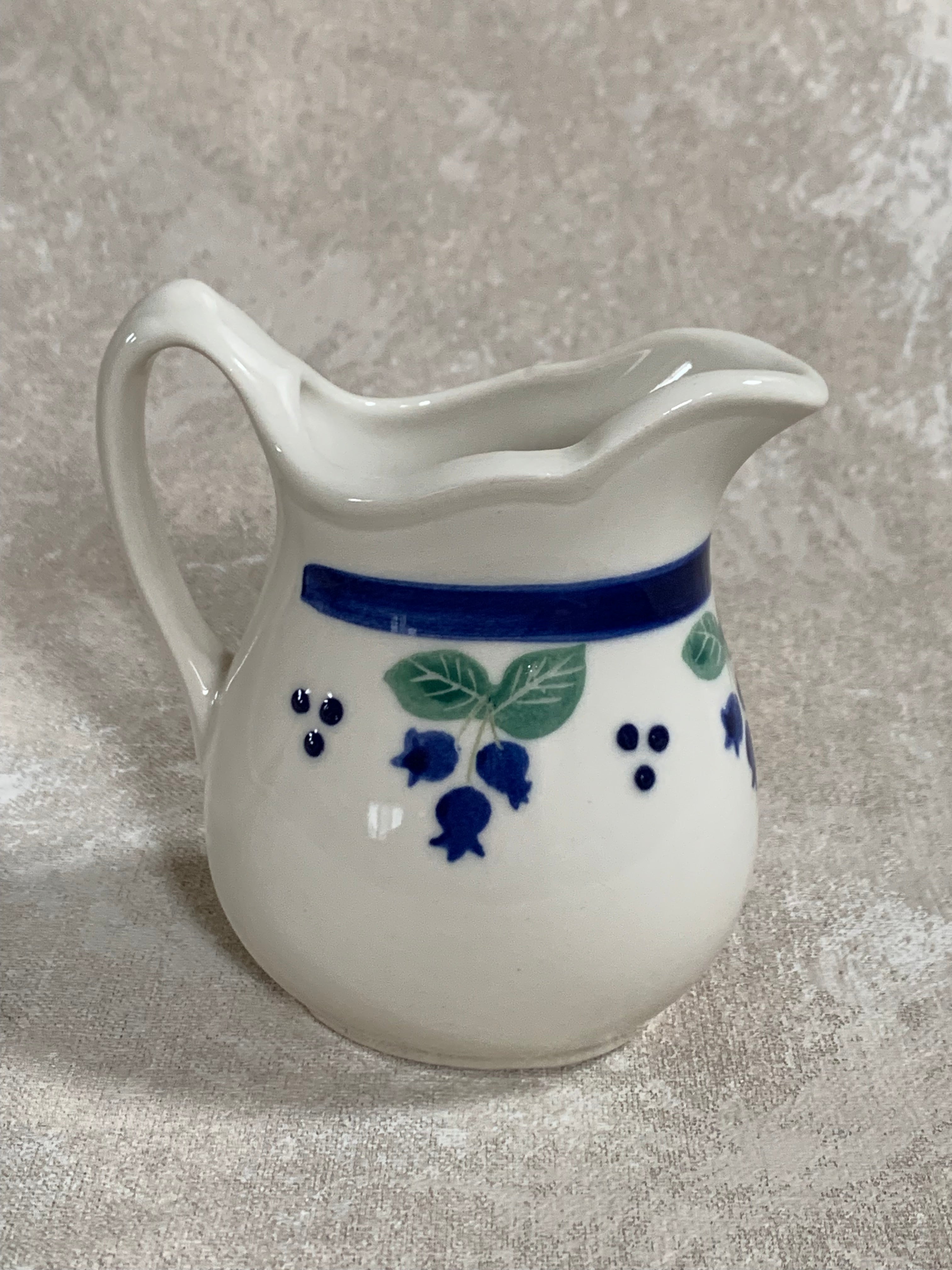 Arabia Finland Pomona Blueberry Creamer | Raija Uosikkinen | Cobalt Band | Scalloped Rim | Finnish Porcelain | Mid-Century Scandinavian | Made in Finland