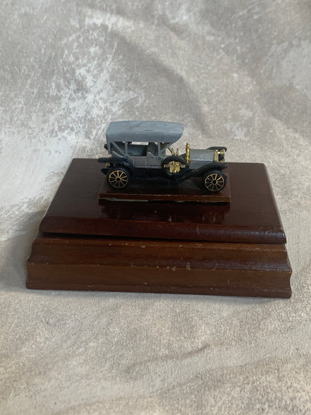 Edwardian Touring Car Miniature | Hinged Walnut Display Box | Felt-Lined | Brass Hardware | 1905–1915