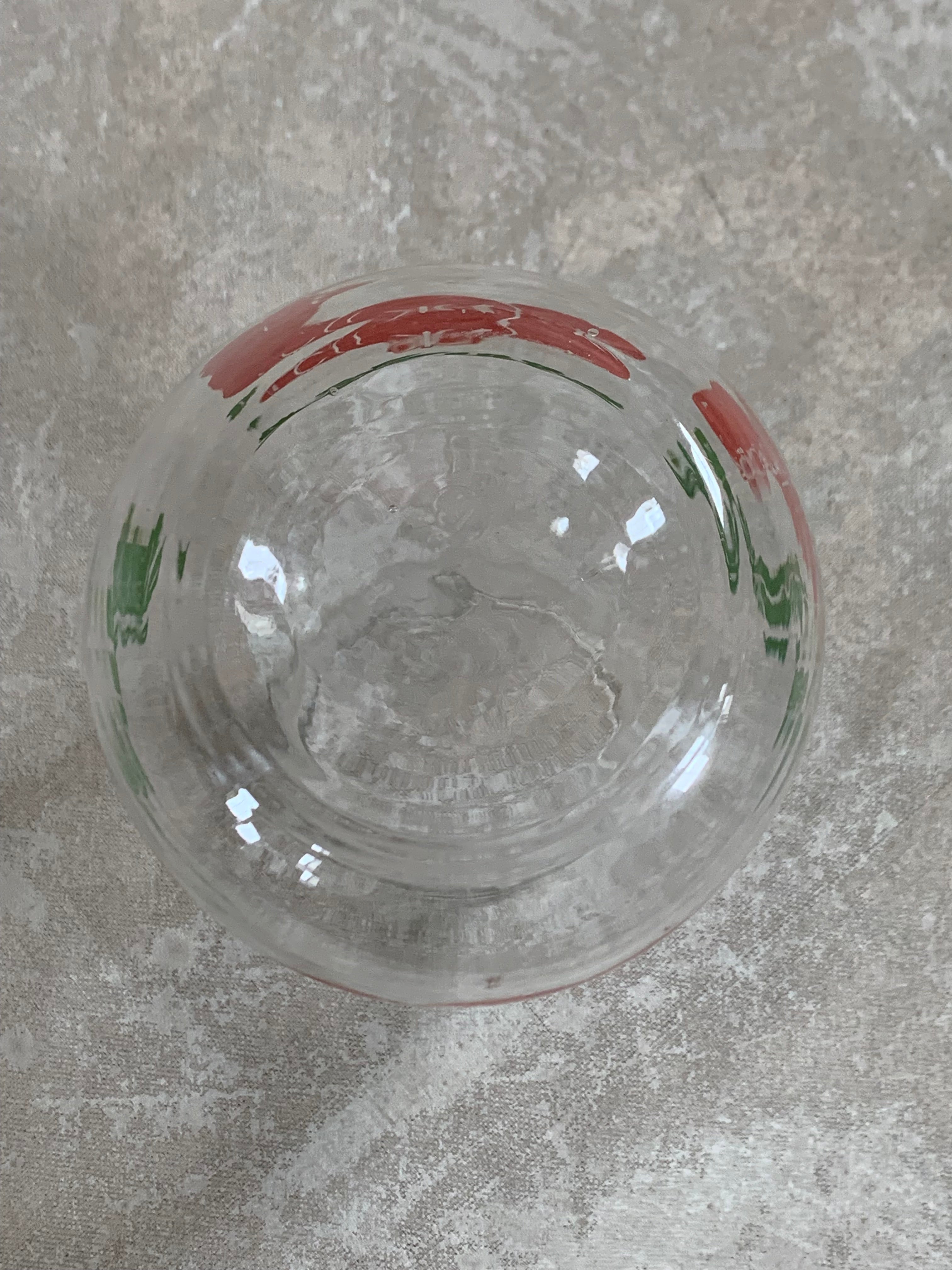 Mid-Century Clear Glass Tomato Carafe | Silk-Screened Decoration | c. 1950s–1960s