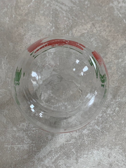Mid-Century Clear Glass Tomato Carafe | Silk-Screened Decoration | c. 1950s–1960s