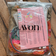 Vintage Avon Creative Needlecraft Crewel Embroidery Kits, Noah's Ark & Piglets and Posies, Started, Set of 2 with Hoops & Yarn