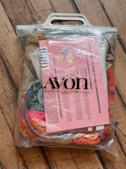 Vintage Avon Creative Needlecraft Crewel Embroidery Kits, Noah's Ark & Piglets and Posies, Started, Set of 2 with Hoops & Yarn