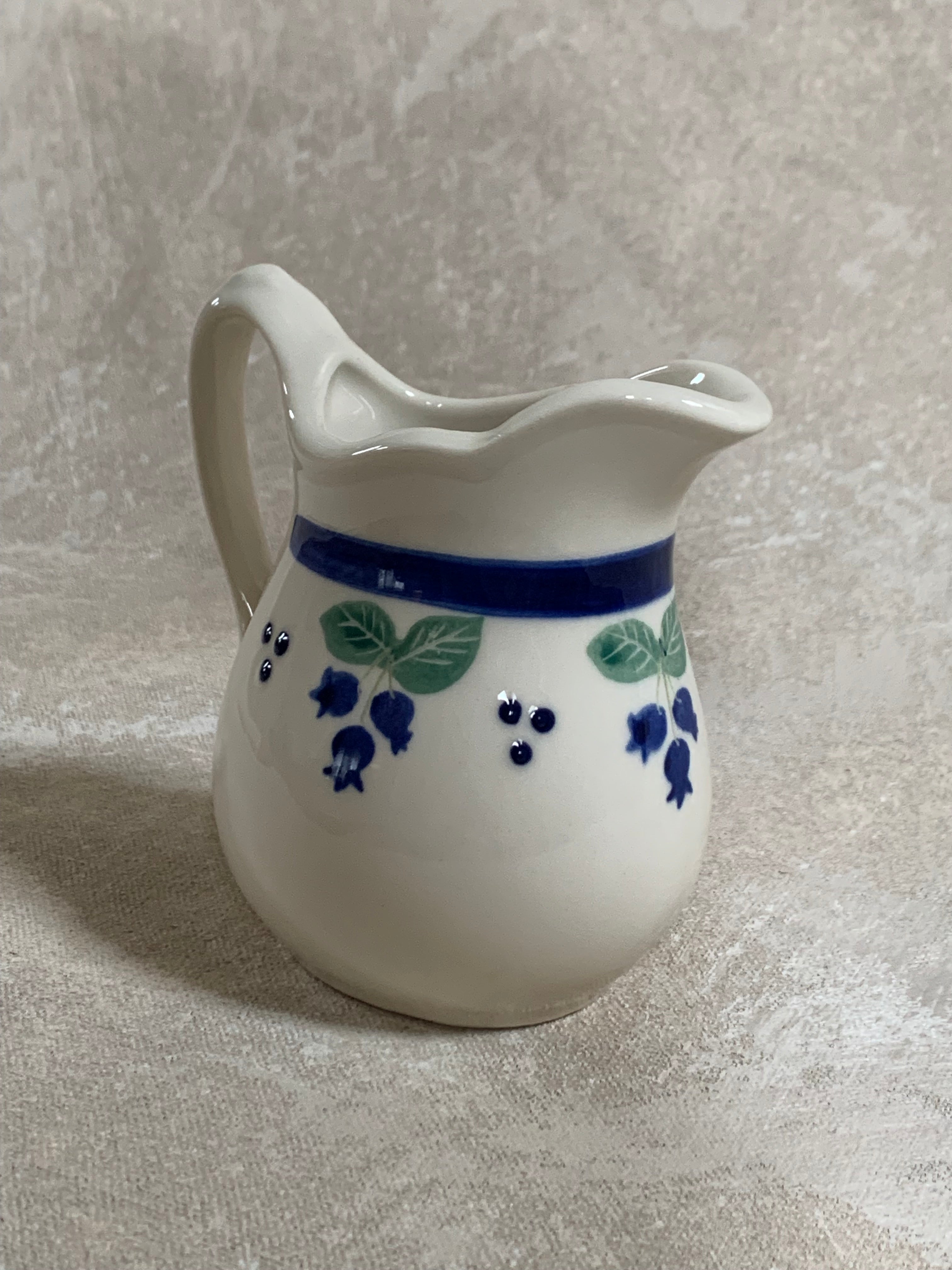 Arabia Finland Pomona Blueberry Creamer | Raija Uosikkinen | Cobalt Band | Scalloped Rim | Finnish Porcelain | Mid-Century Scandinavian | Made in Finland