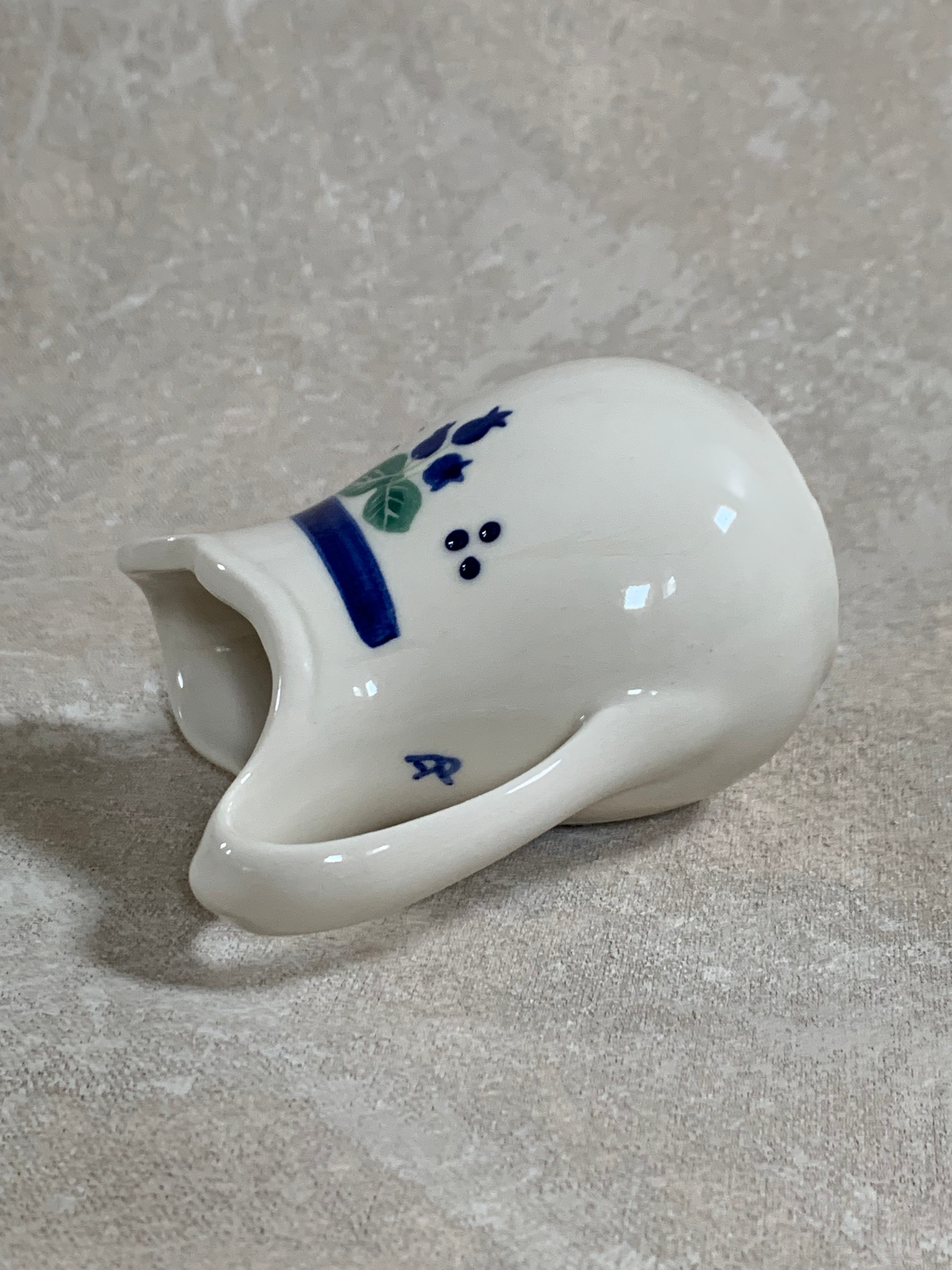 Arabia Finland Pomona Blueberry Creamer | Raija Uosikkinen | Cobalt Band | Scalloped Rim | Finnish Porcelain | Mid-Century Scandinavian | Made in Finland