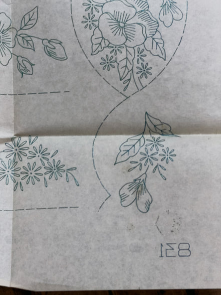Vintage Hot Iron Transfer Pattern 831 "Embroidered Linens," Pansy, Wild Rose & Butterfly Motifs for Pillowcases, Towels & Scarves, Uncut