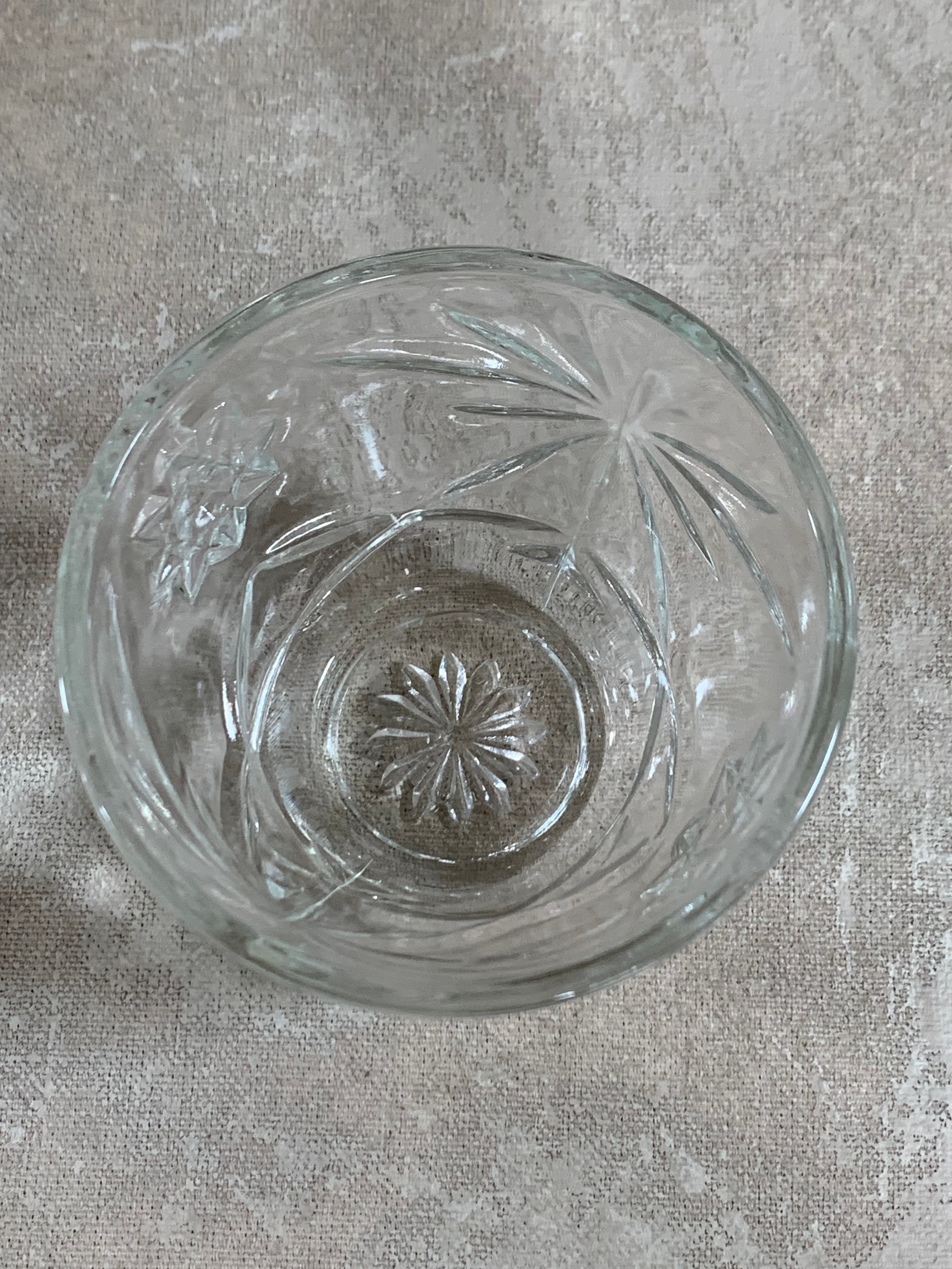 Cut Glass Lidded Candy Jar, Starburst Pattern, Mid-Century