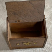Vintage Japanese Export Wood Recipe Box | Patriotic Eagle & Stars | Gold Lettering | Made in Japan | 1950s–1960s | Mid-Century Kitchen