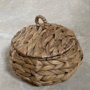 Water Hyacinth Coiled Lidded Basket, Southeast Asian Craft