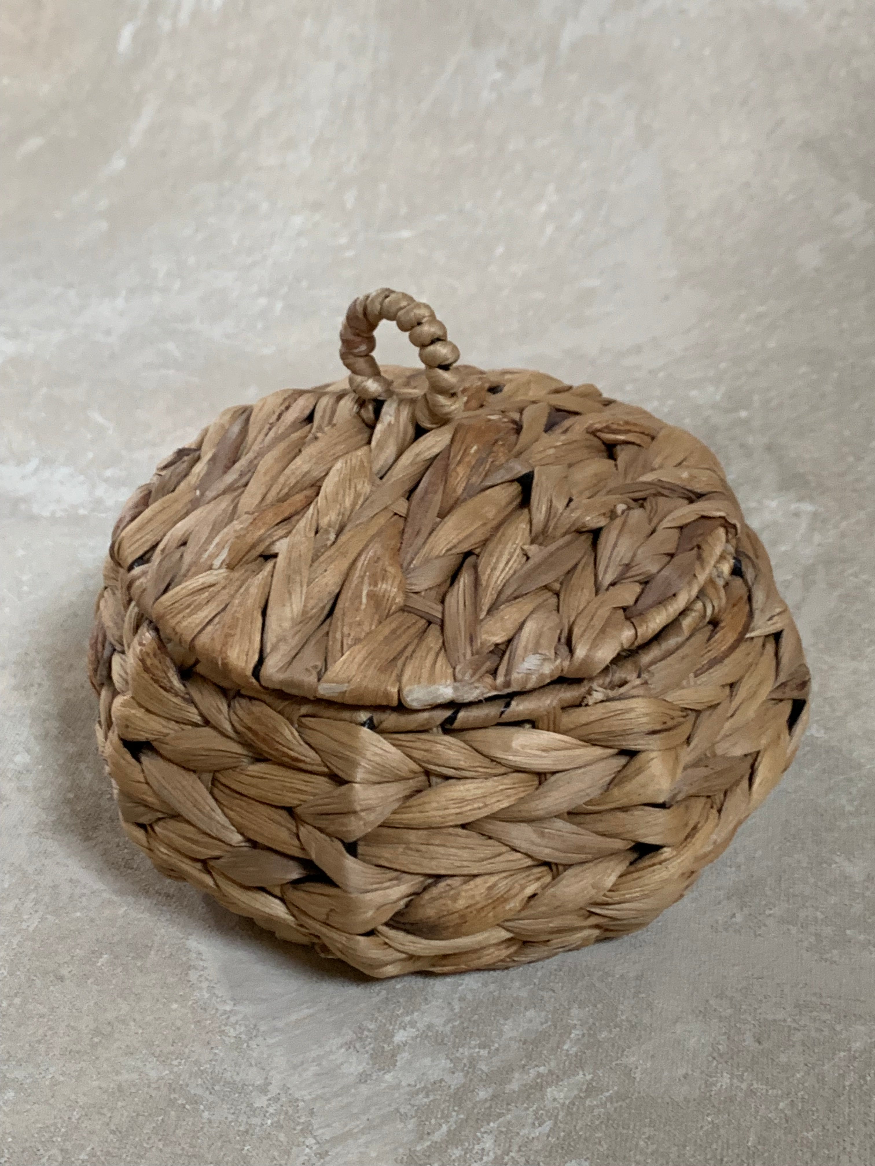 Water Hyacinth Coiled Lidded Basket, Southeast Asian Craft