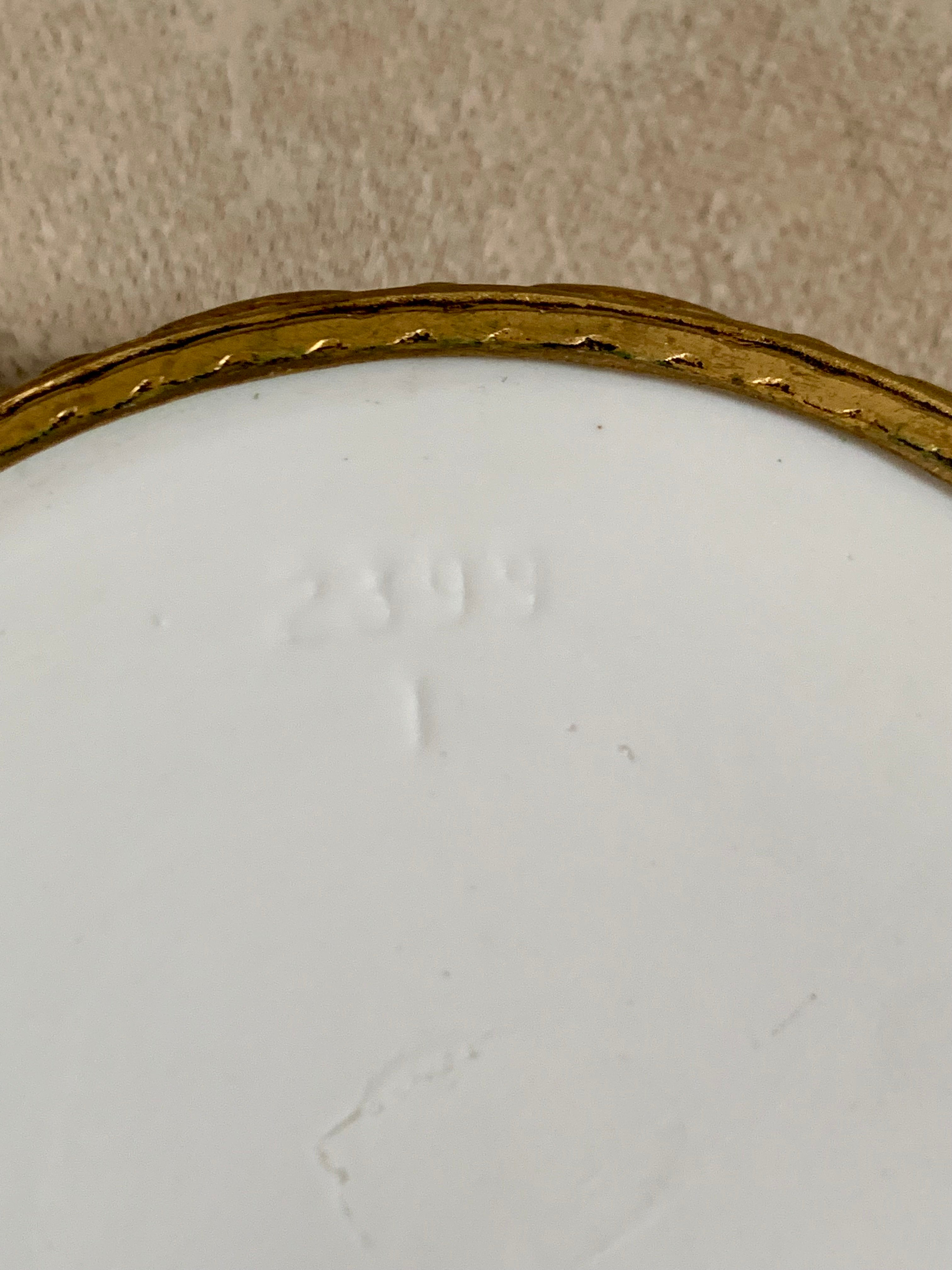 Gilt brass ormolu upper collar arcaded detail on German porcelain trinket box — Gilded Estate