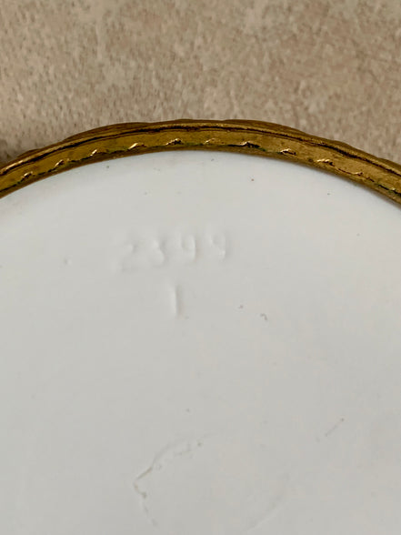 Gilt brass ormolu upper collar arcaded detail on German porcelain trinket box — Gilded Estate
