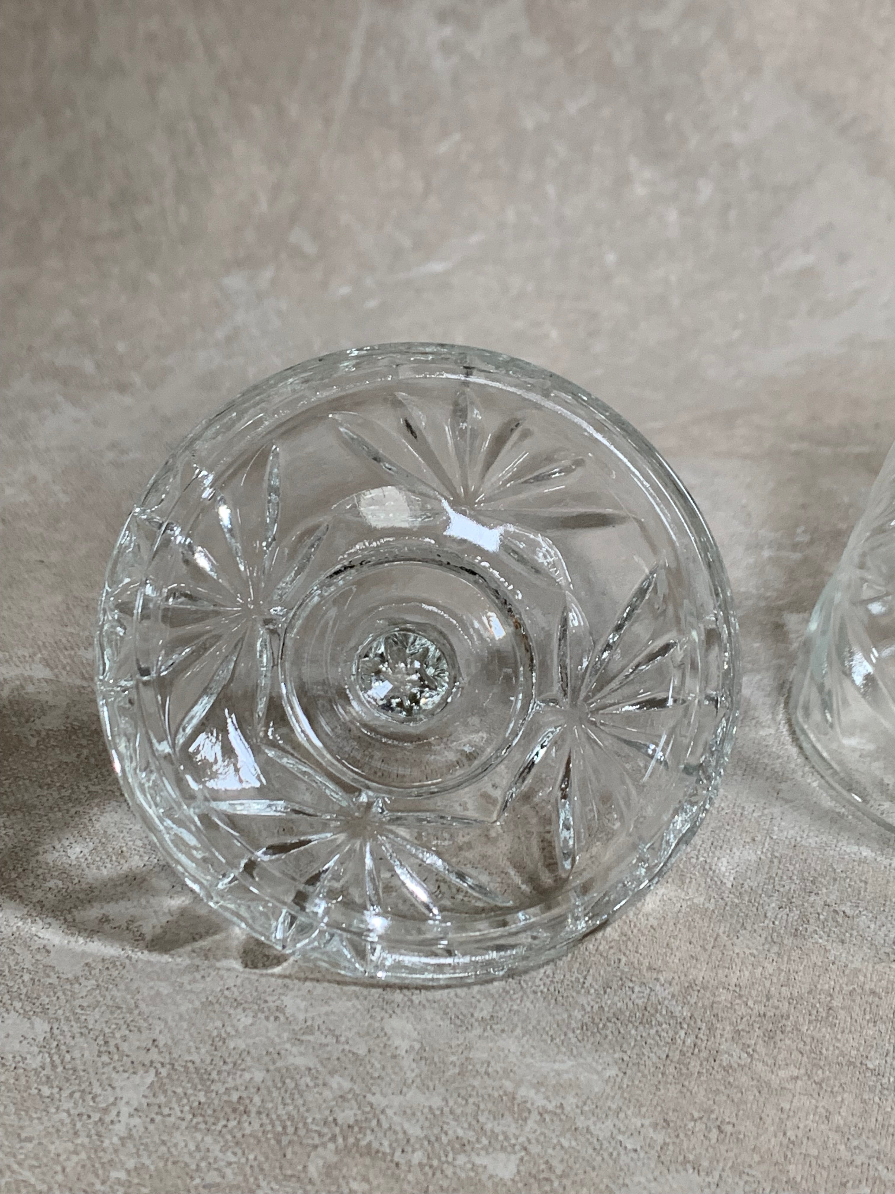 Cut Glass Lidded Candy Jar, Starburst Pattern, Mid-Century