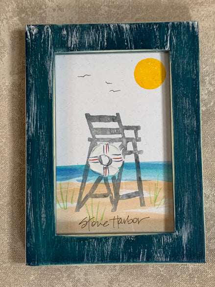Ink Spot Studio — "Stone Harbor" Lifeguard Chair Original Monoprint | Signed | Haddonfield, NJ