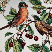 Daher Decorated Ware Bird and Cherry Tin Serving Tray, 1971