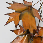 Flame-Painted Copper Maple Leaf Sculpture Spray, Torch-Cut Metal Art