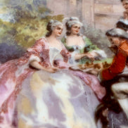 Lower ormolu skirt detail with acanthus leaves and flower heads — German porcelain box