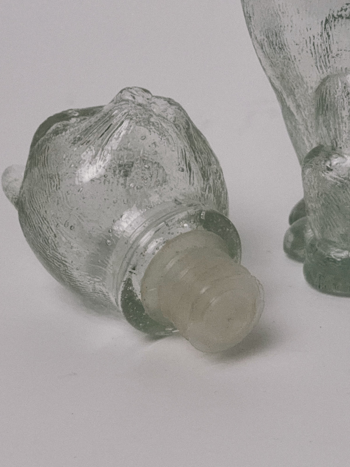 Mid-Century Style Figural Glass Cat Decanter, Green Tint, Made in Taiwan