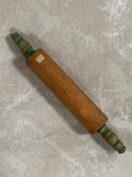 Teal-Handled Hardwood Rolling Pin