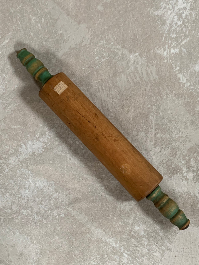 Teal-Handled Hardwood Rolling Pin
