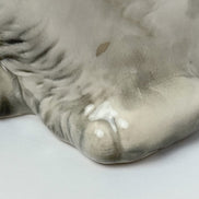 Vintage Ceramic Kitten Figurine with Glass Eyes, Gray and White