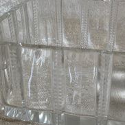 Victorian Pressed Glass Covered Box | Silver Plate Fish Finial Lid | Engraved Cartouche Mount | Octagonal Ribbed Body | circa 1880–1910 | Antique Tableware | Collector Glass