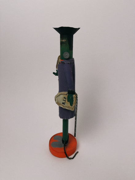 Vintage Frankenstein Candlestick Holder, Folk Art Halloween