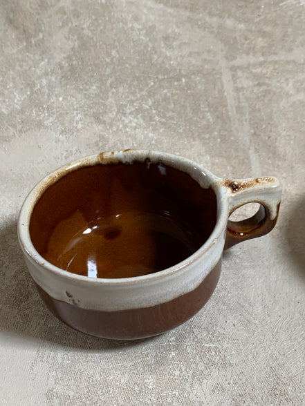 Western Stoneware Co. Mug Set of Two | WS Maple Leaf Mark | Brown Drip Glaze | Loop Handle | Monmouth Illinois | circa 1960s–1970s | Stoneware | Kitchen Decor