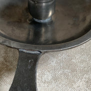 Antique Pewter Chamber Candlestick | Paddle Handle | Drip Tray | Struck Touch Mark | Taper Candle Holder | Colonial Style | American or English Pewter