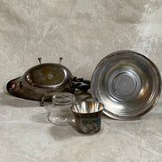 F.B. Rogers Silver Co. Gravy Boat on Rococo Warming Stand, Complete
