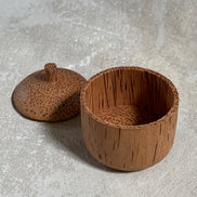 Coconut Palm Wood Turned Lidded Trinket Box | Natural Vascular Grain | Domed Lid | Folk Craft | Southeast Asia | Mid-Century | Vanity Jewelry Box