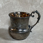 Monarch Silver Co. Triple Plate Victorian Christening Cup, Engraved Floral, Pattern 95