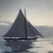 Bing & Grøndahl B&G Denmark Porcelain Trinket Dish | Sailboat Maritime Scene | Grisaille Underglaze | Made in Denmark | Model 474 | Danish Porcelain Collectible