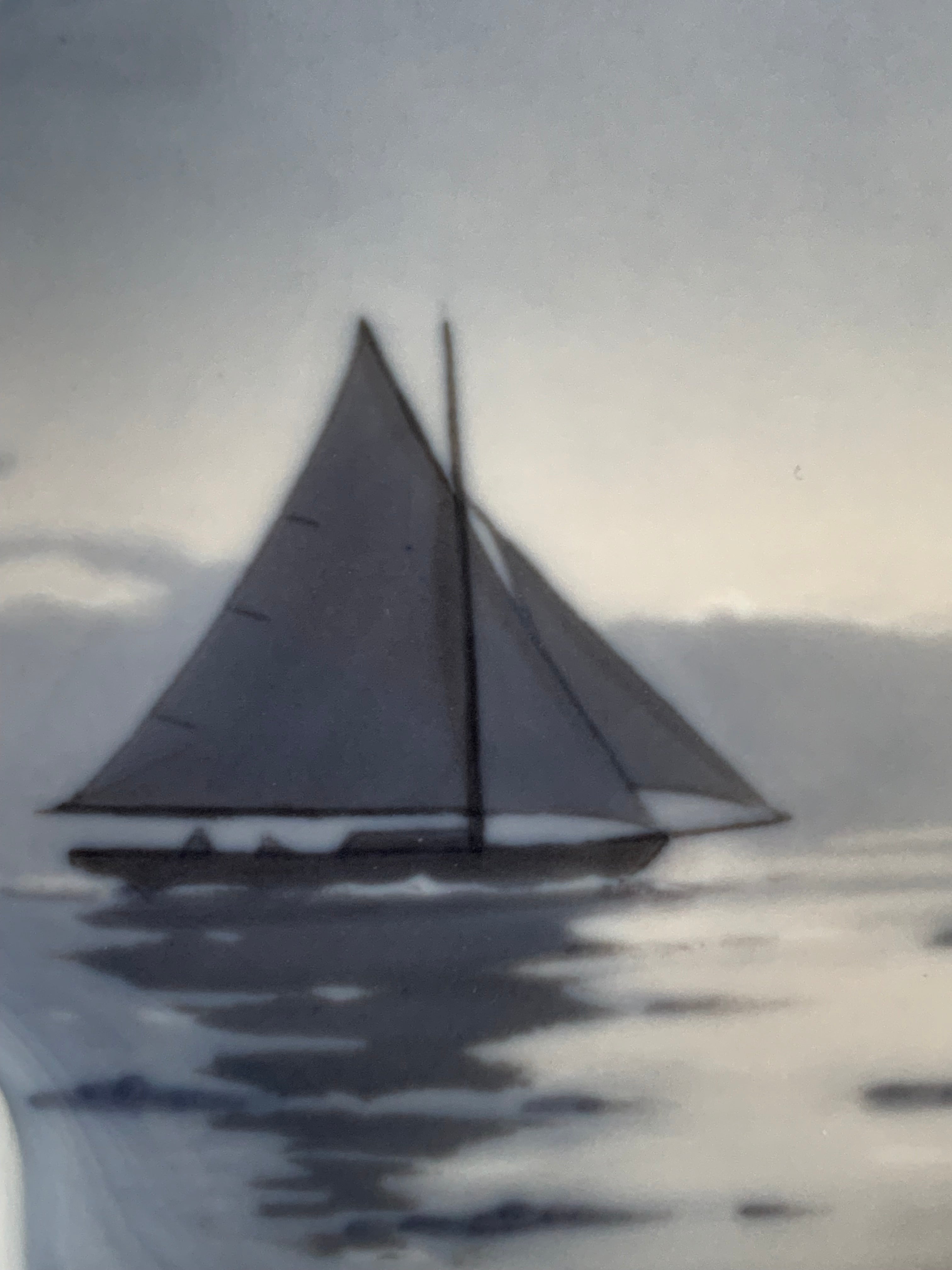 Bing & Grøndahl B&G Denmark Porcelain Trinket Dish | Sailboat Maritime Scene | Grisaille Underglaze | Made in Denmark | Model 474 | Danish Porcelain Collectible