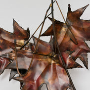 Flame-Painted Copper Maple Leaf Sculpture Spray, Torch-Cut Metal Art