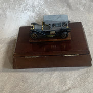 Edwardian Touring Car Miniature | Hinged Walnut Display Box | Felt-Lined | Brass Hardware | 1905–1915