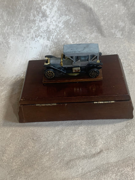 Edwardian Touring Car Miniature | Hinged Walnut Display Box | Felt-Lined | Brass Hardware | 1905–1915