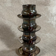 Set of Four French Silver-Plated Bouillon Cups with Wooden Handles and Saucers