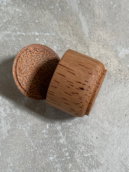 Coconut Palm Wood Turned Lidded Trinket Box | Natural Vascular Grain | Domed Lid | Folk Craft | Southeast Asia | Mid-Century | Vanity Jewelry Box